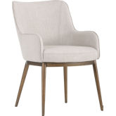 Franklin Dining Chair in Beige Linen Fabric on Antique Brass